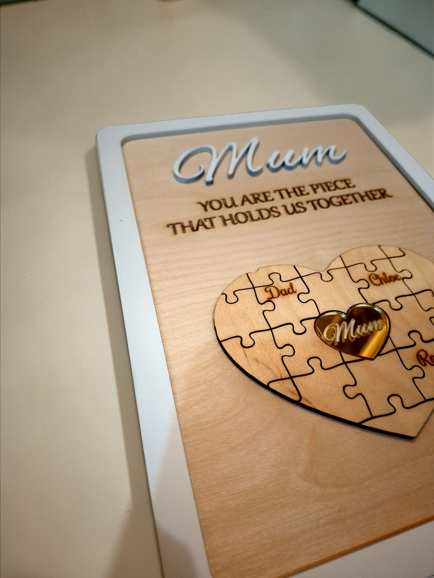 Personalised Wooden Mother's Day Sign with Acrylic Heart | Digital file
