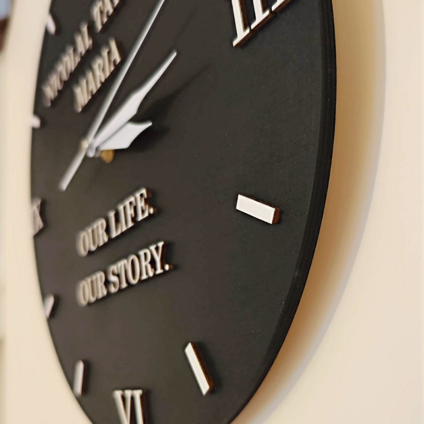 Personalise Wooden Wall Clock "Black&White"