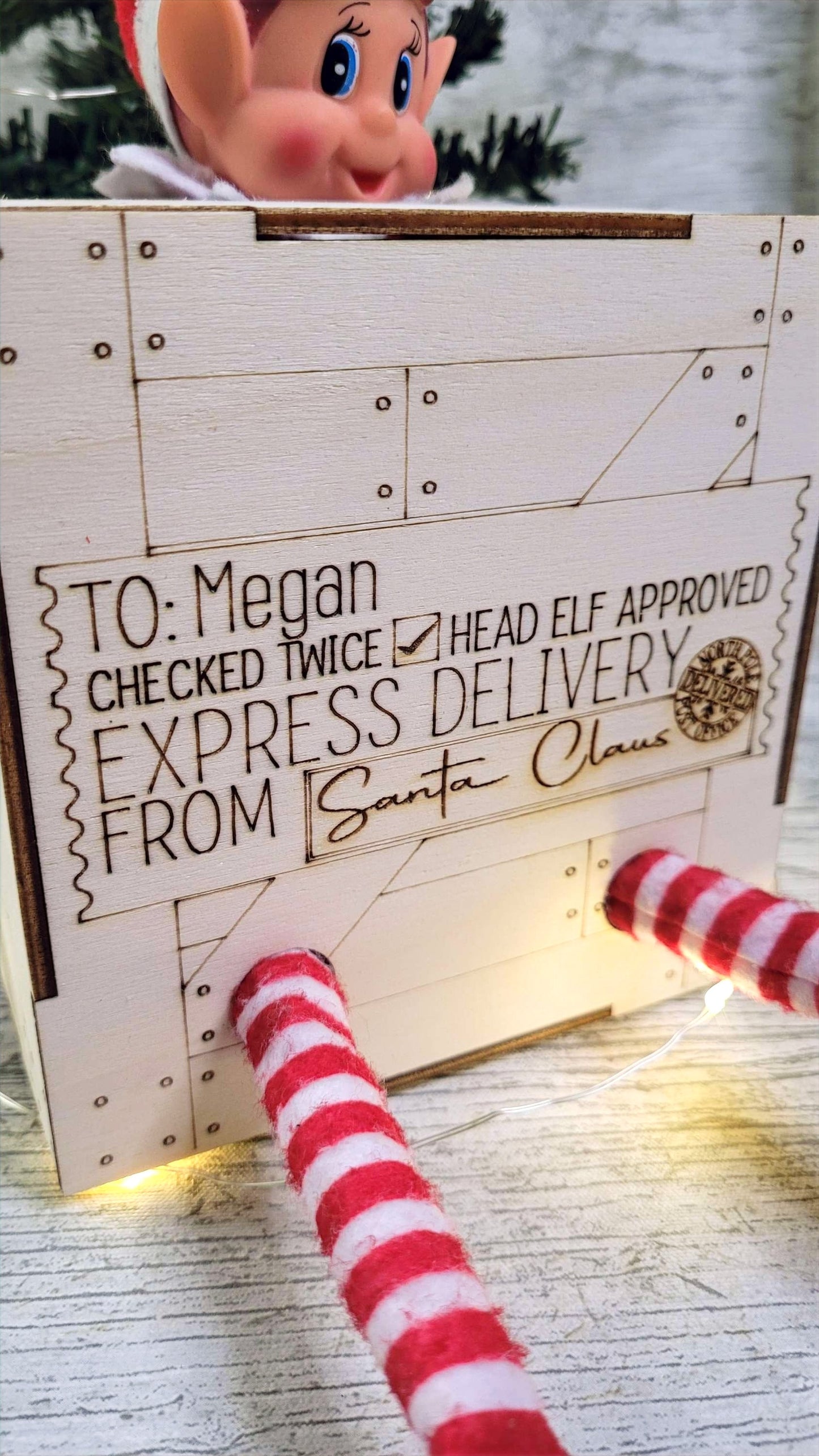 Elf Doll Personalised Arrival Box Crate (fit up to 4 elves)