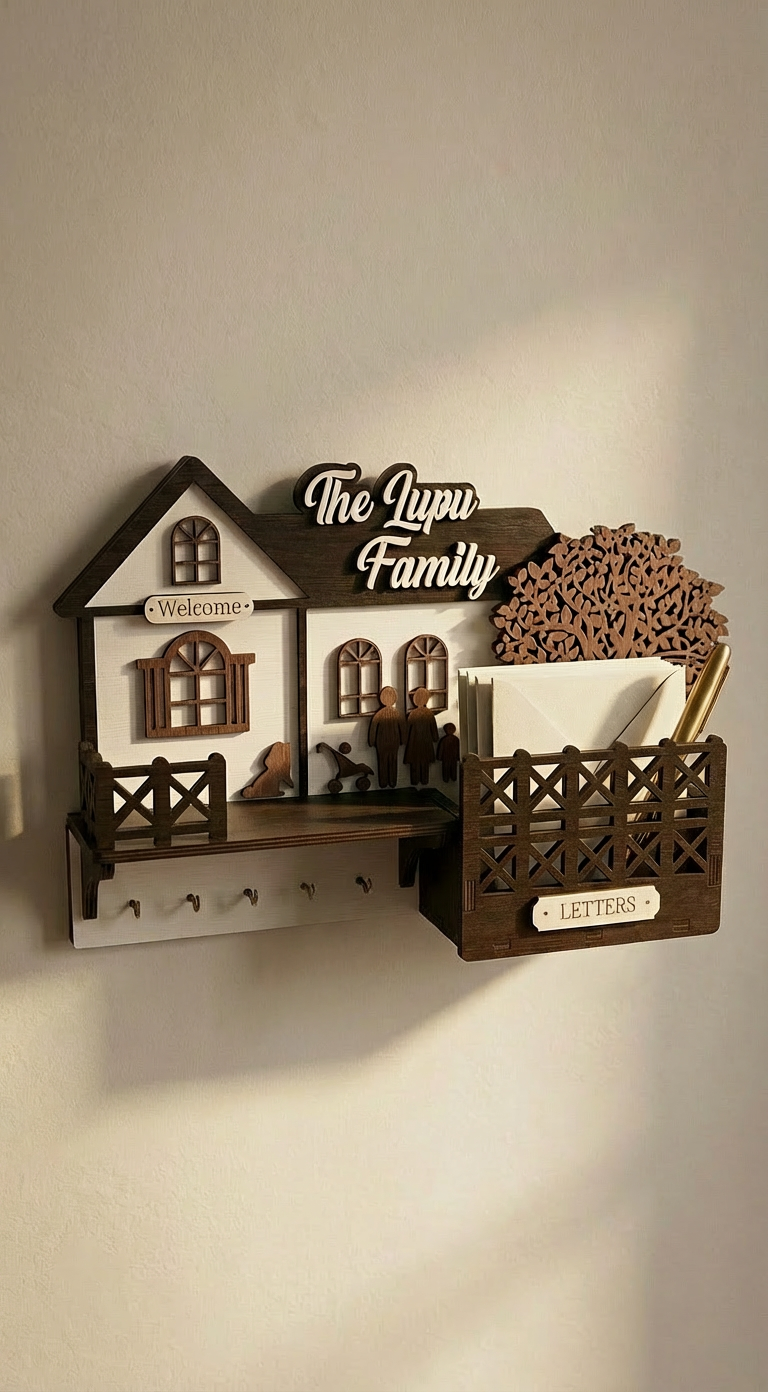 Personalisierter Schlüsselhalter & Briefkasten aus Holz – Irisches Willkommensschild