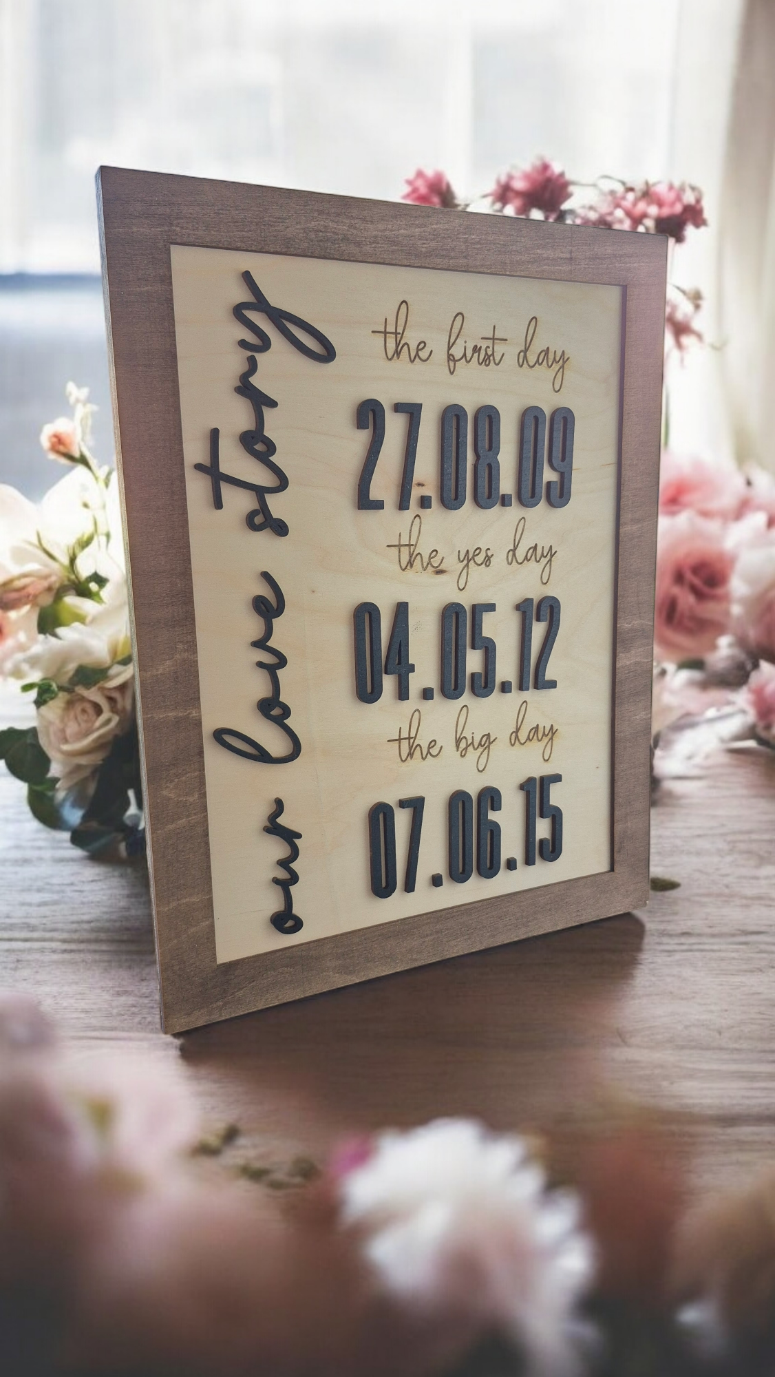 Wooden Wall Sign "Our love story", Valentine's Day gift