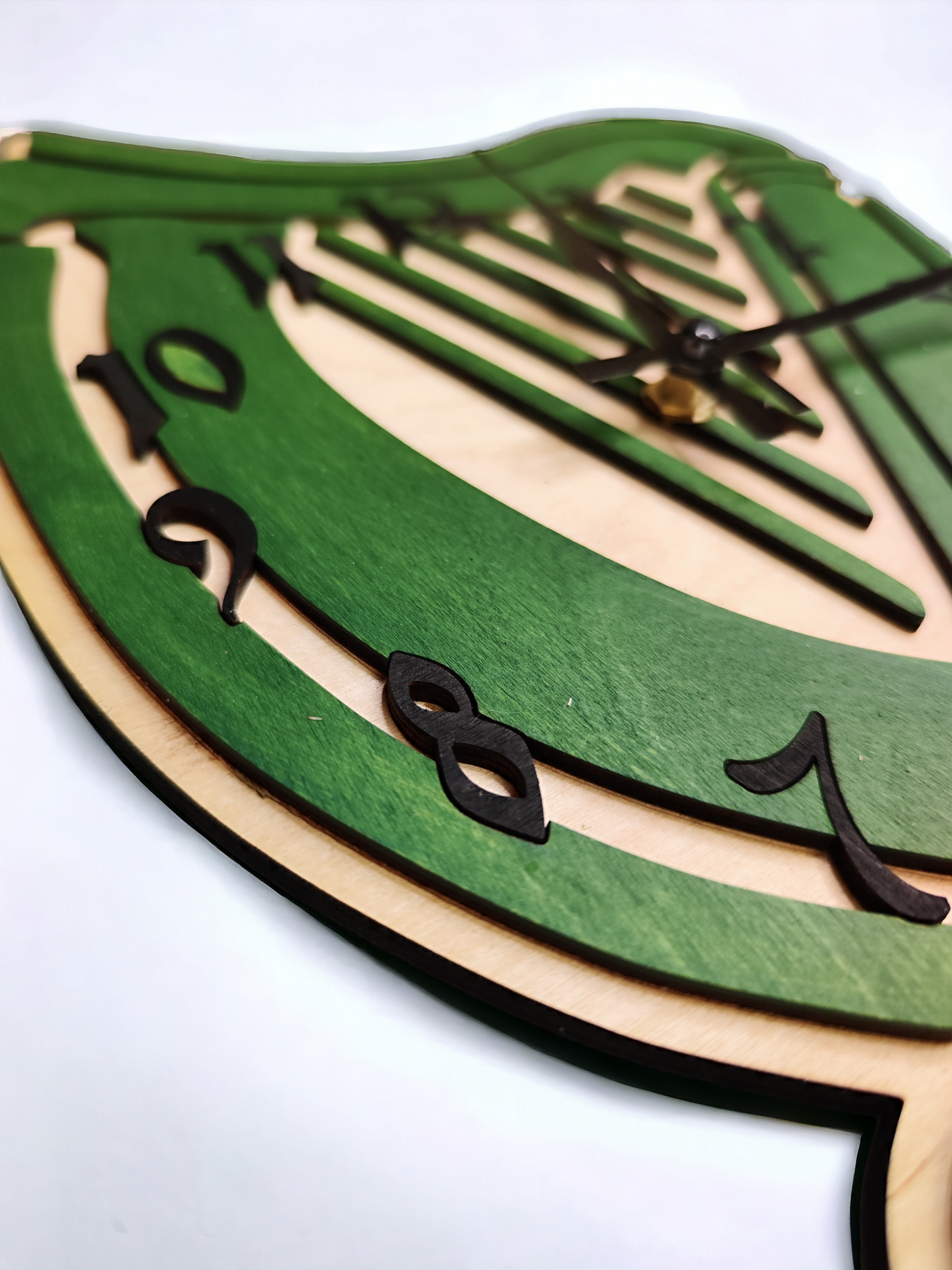 Wooden wall clock "Irish Harp"