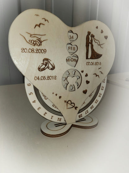 Personalised Perpetual Calendar, Valentine's Day