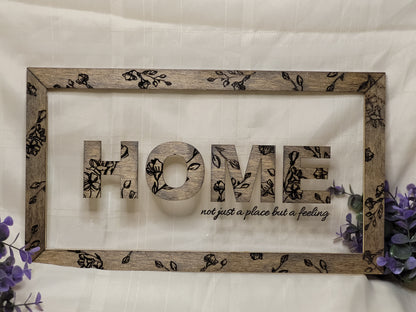Home Quote Frame, Wild Flower designs, New Home gift