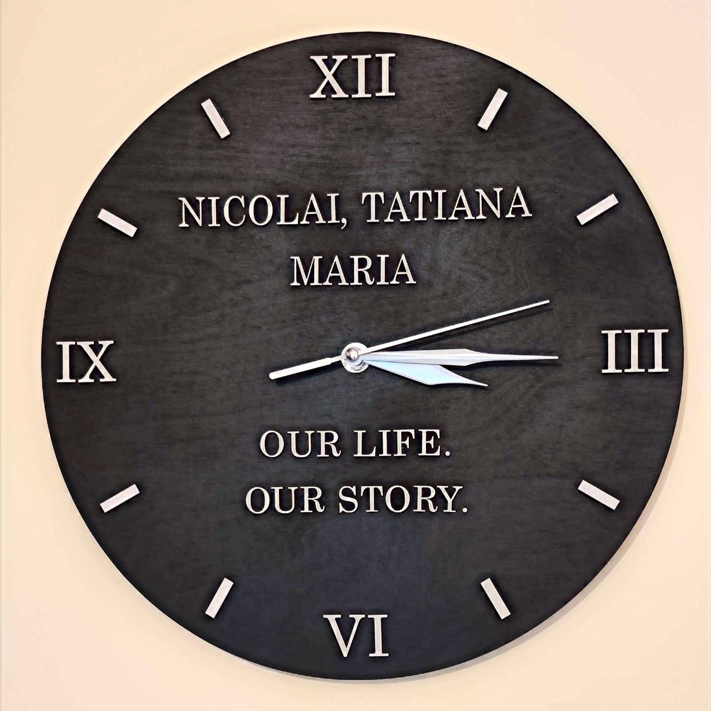 Personalise Wooden Wall Clock "Black&White"