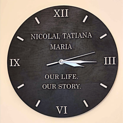 Personalise Wooden Wall Clock "Black&White"