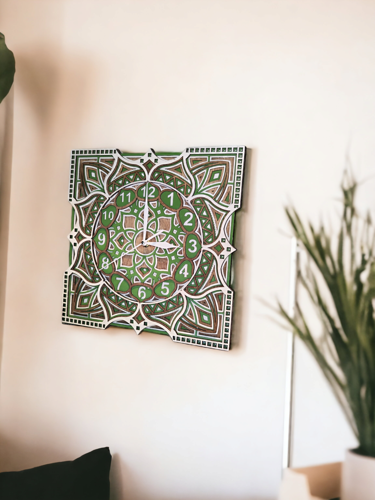Wooden Wall Clock "Mandala"