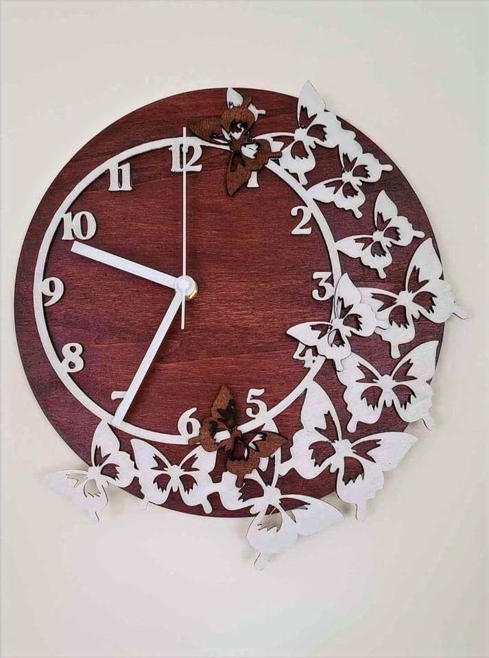 Handmade Wooden butterfly clock, Wall Decor