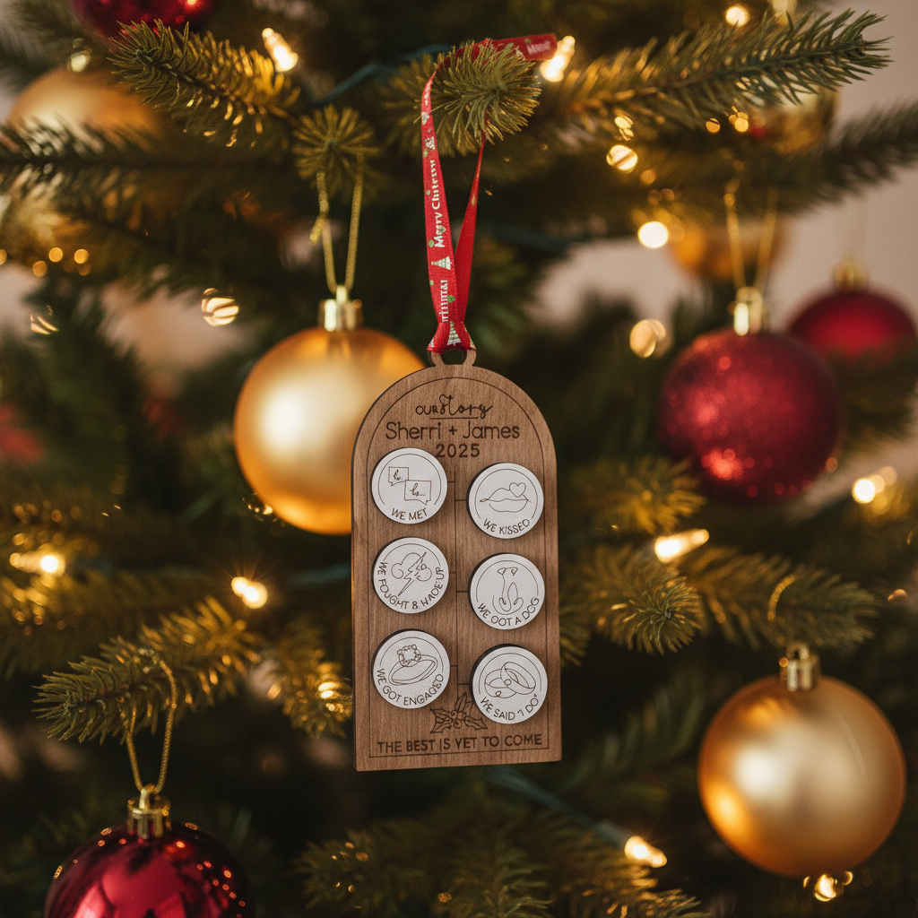 Personalised "Our Story" Wooden Milestone Ornament