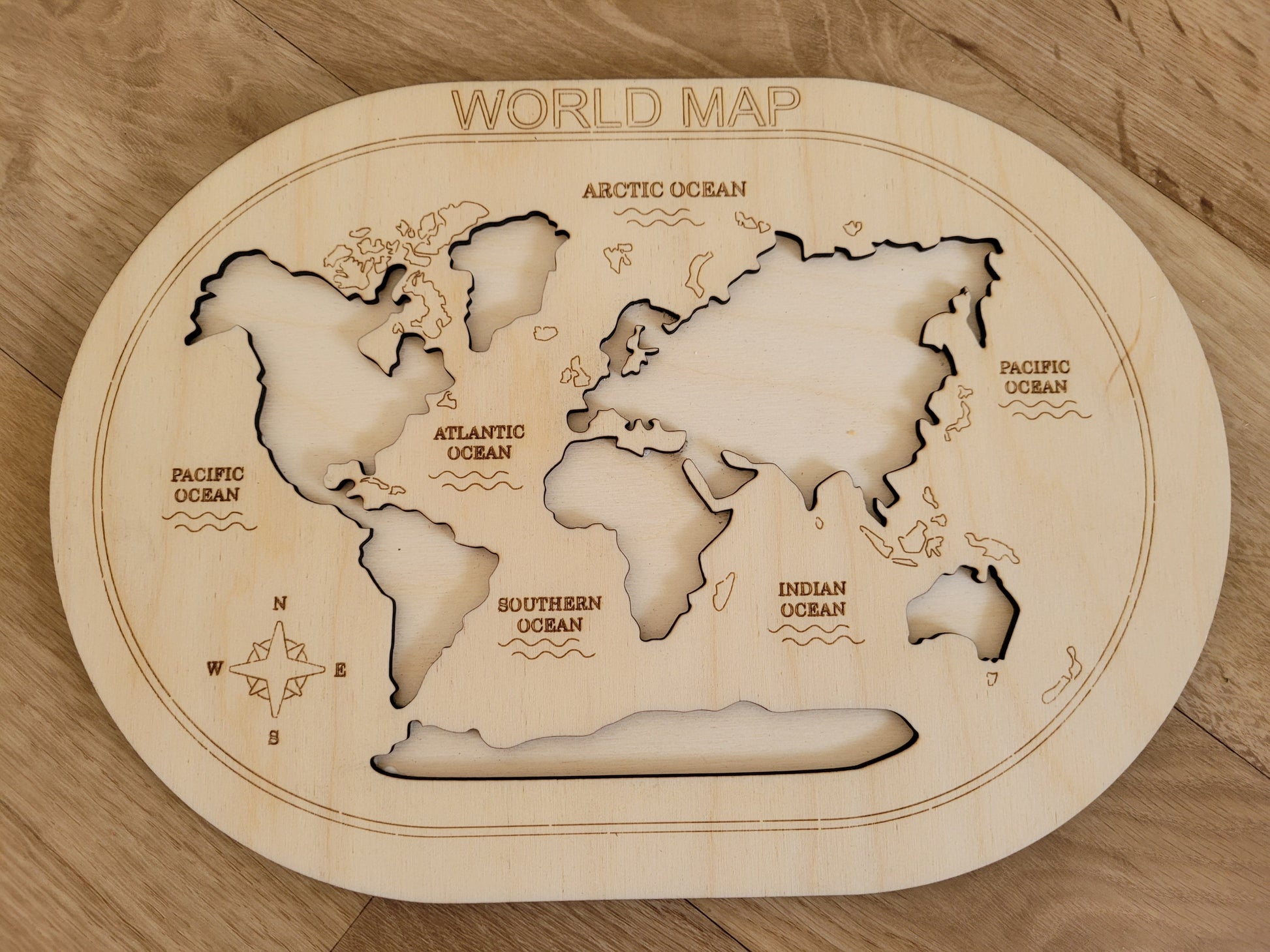 Handmade Wooden World Map Puzzle for kids