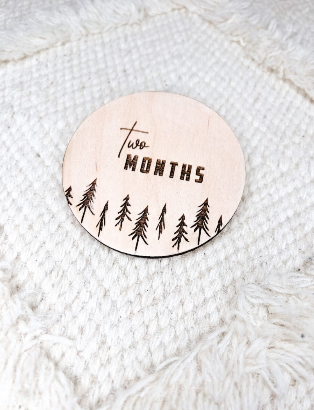 Wooden Baby Monthly Milestone Circles 1 Month to One Year Forest design