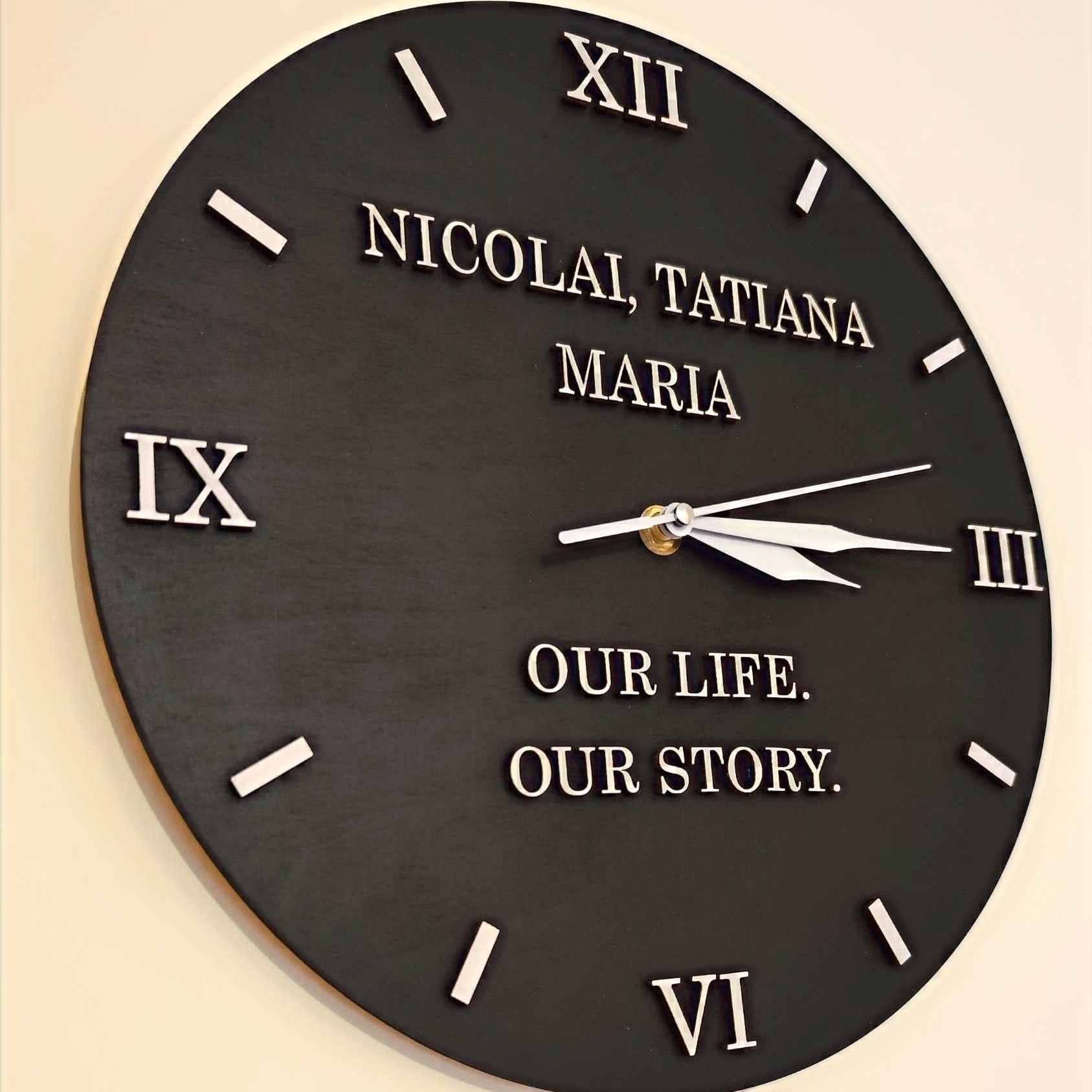 Personalise Wooden Wall Clock "Black&White"