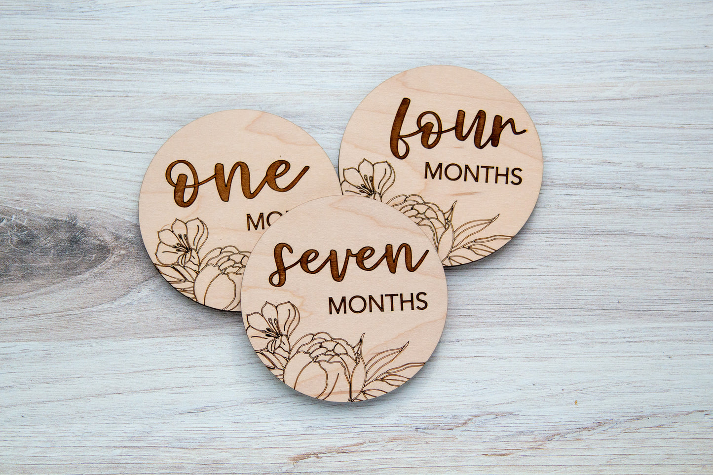 Wooden Baby Monthly Milestone Circles 1 Month to One Year