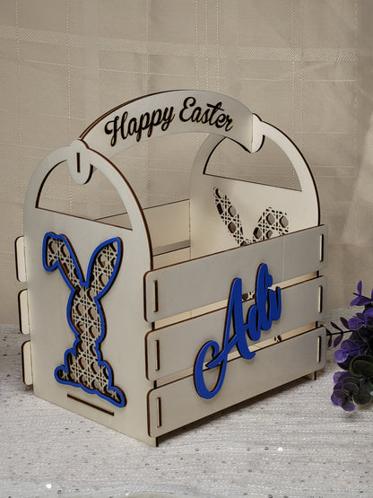 Easter personalised basket, rattan Bunny