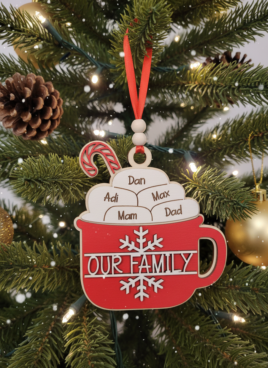 Christmas Tree Decoration Hot Chocolate | Personalisable Up To Six Names