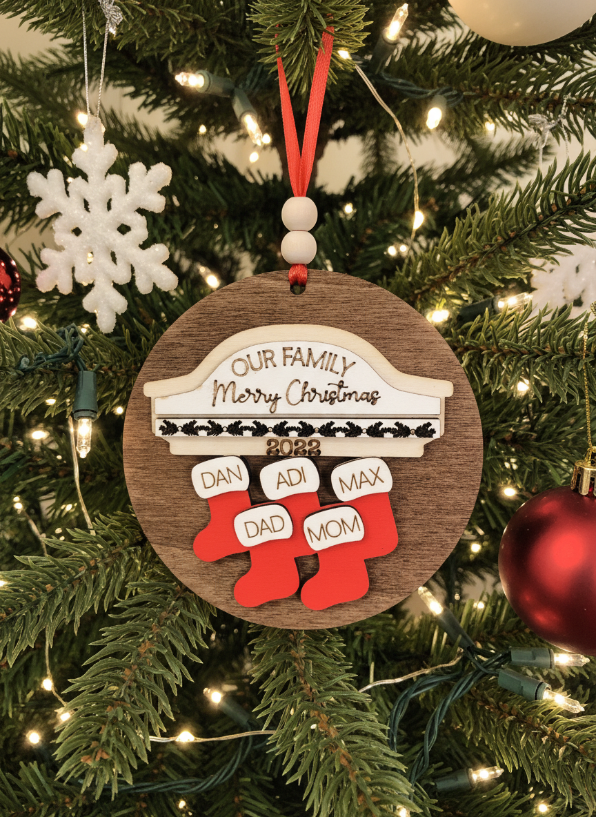 Family Christmas Tree Ornament (2-8 names)
