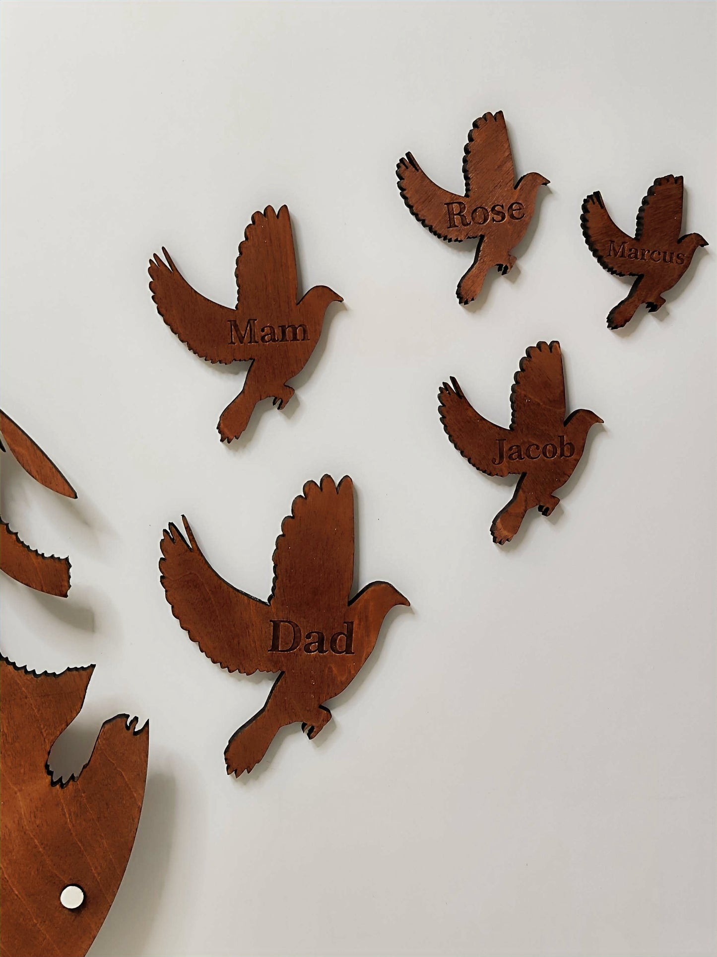 Wooden Wall Clock "Flying Birds", personalised
