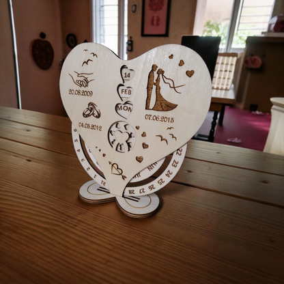 Personalised Perpetual Calendar, Valentine's Day - Laser by D.A.M.