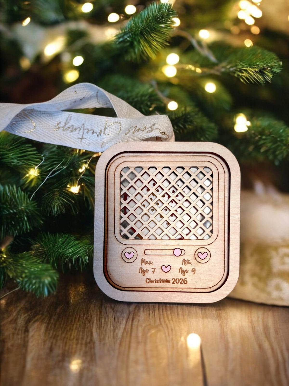 Personalised Vintage Radio Voice Recording Christmas Ornament