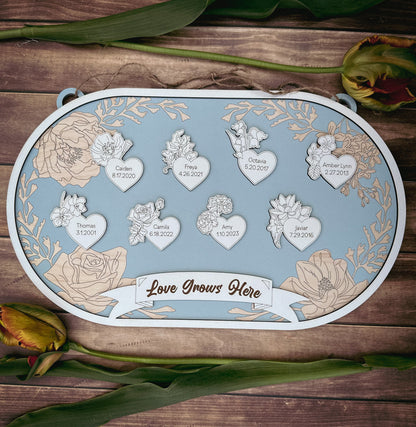 Birth Month Flower Family Signs / Ornament, Family Tree