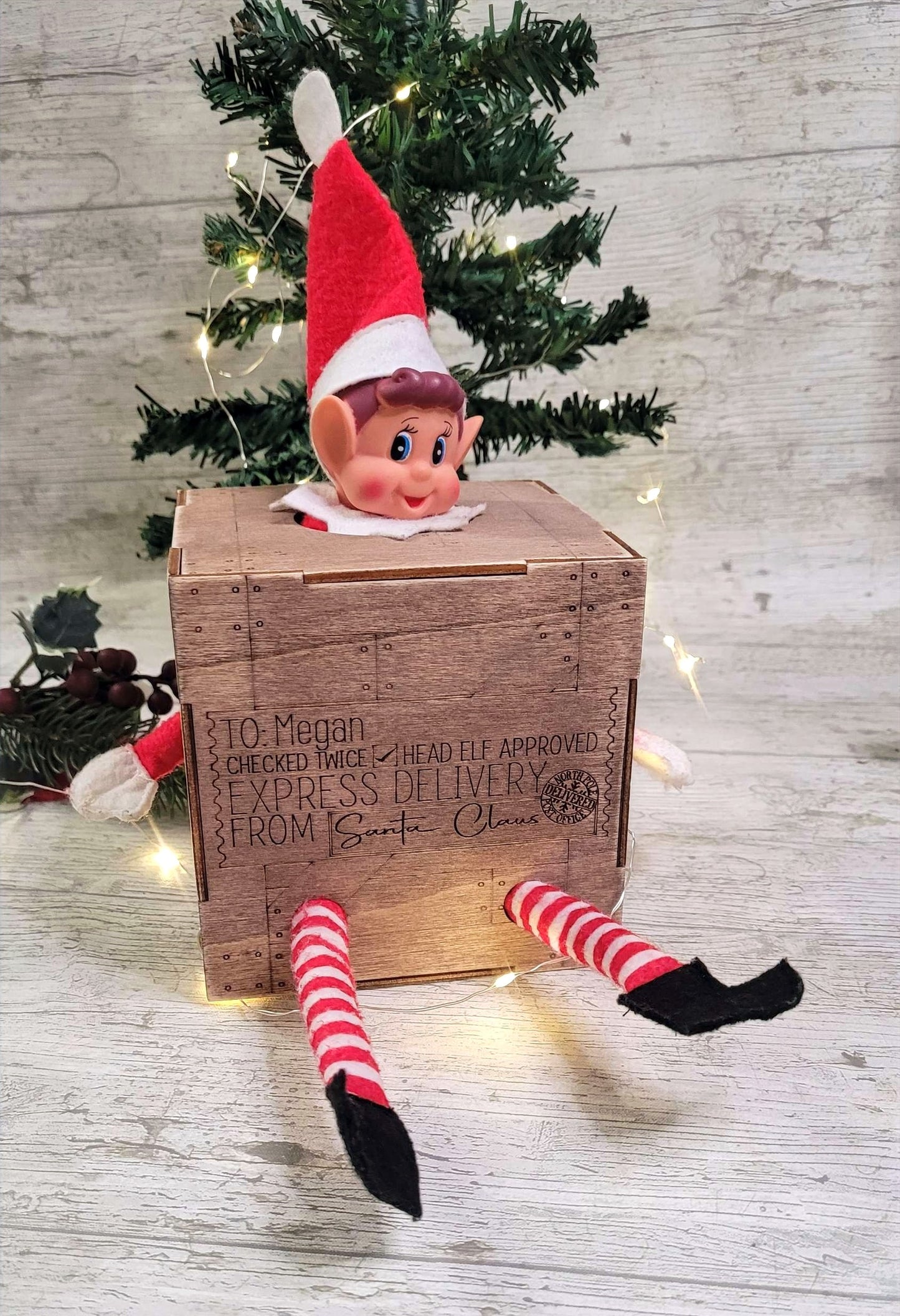 Elf Doll Personalised Arrival Box Crate (fit up to 4 elves)