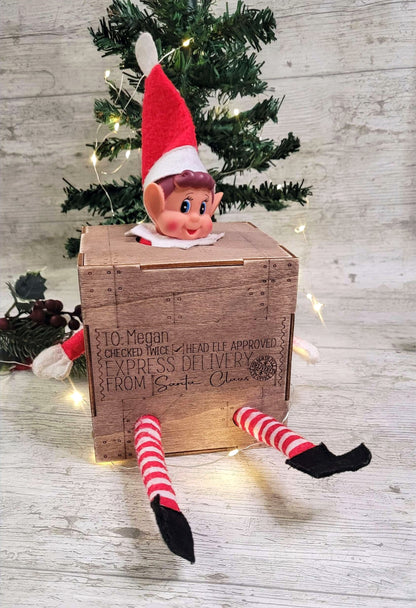 Elf Doll Personalised Arrival Box Crate (fit up to 4 elves)