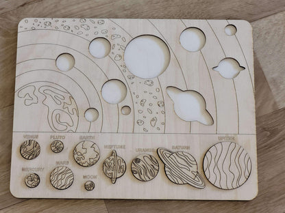 Handmade Wooden Solar System Puzzle