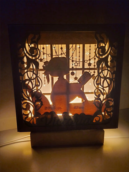 3D Personalised Lamp "Reading girl", Night Lamp Personalised Gift