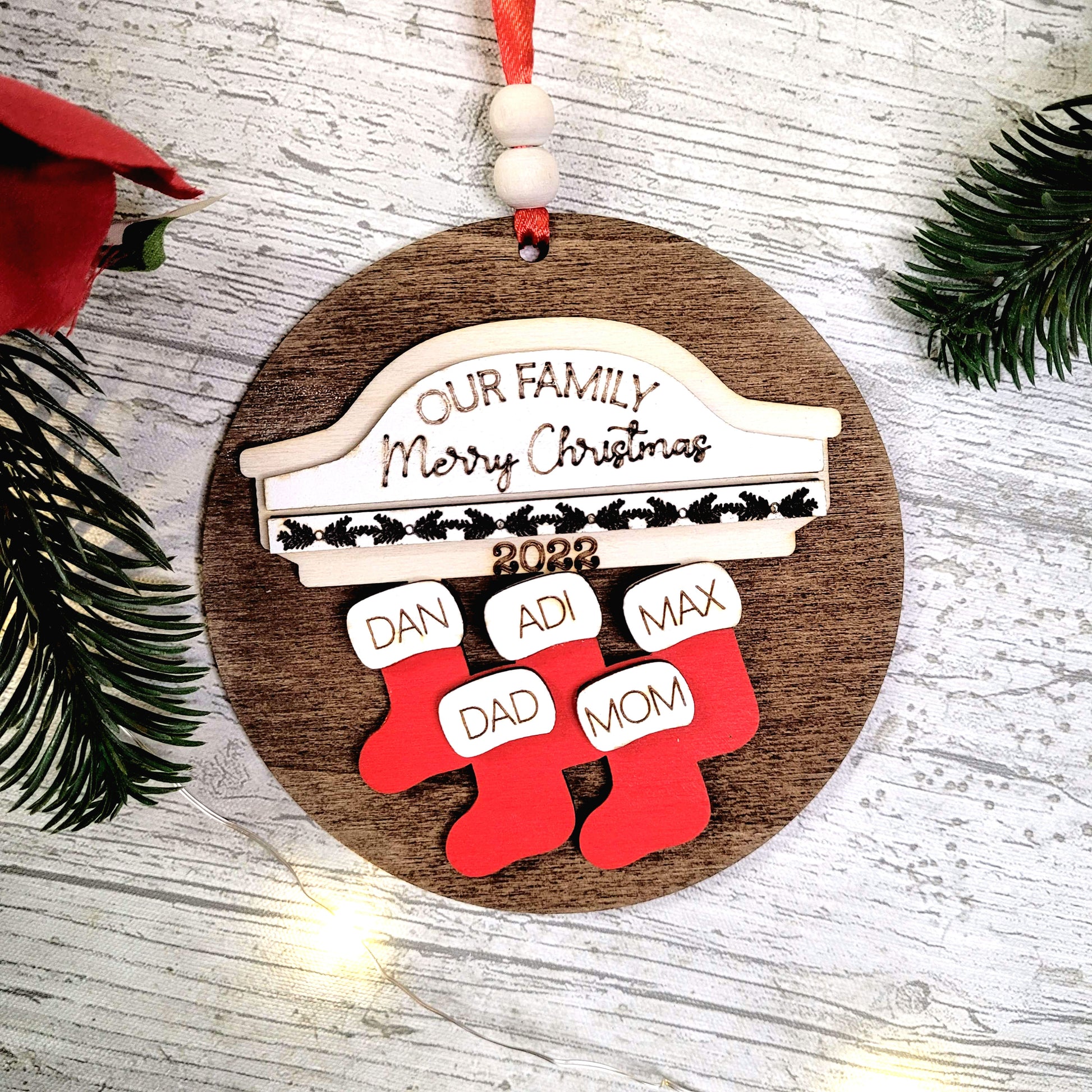 Family Christmas Tree Ornament (2-8 names)