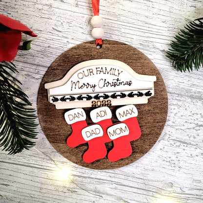 Family Christmas Tree Ornament (2-8 names)