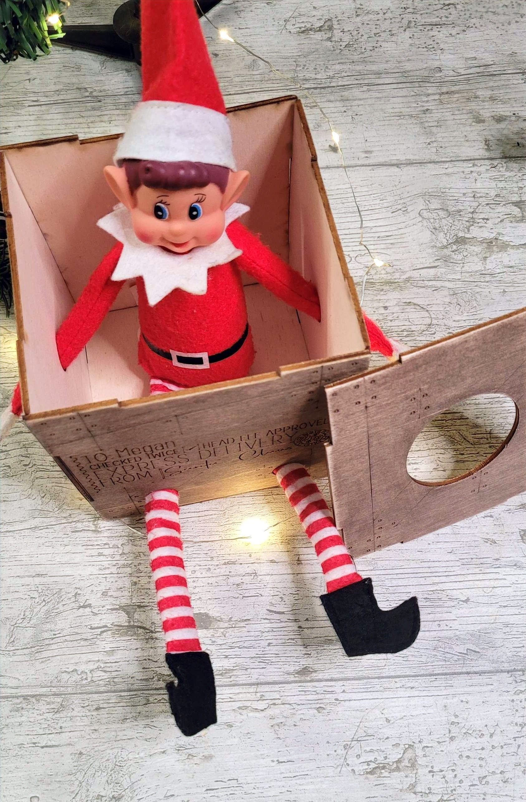 Elf Doll Personalised Arrival Box Crate (fit up to 4 elves)
