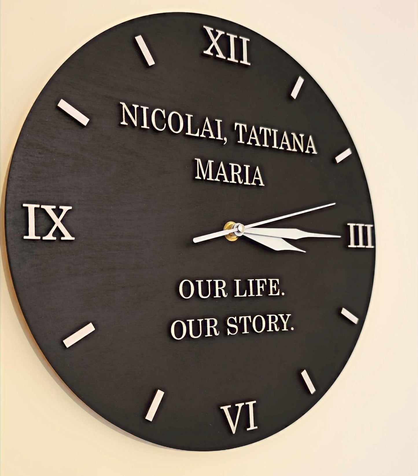 Personalise Wooden Wall Clock "Black&White"