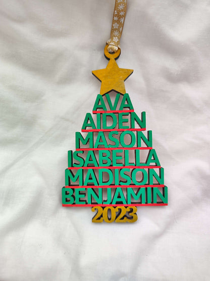 Personalised Family Names Christmas Tree Decoration