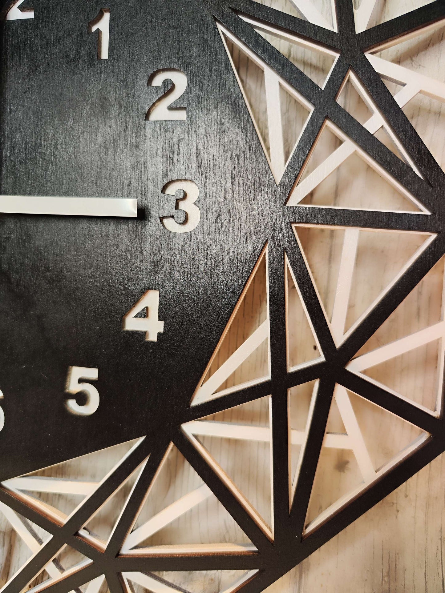 Wooden Wall Clock "Black&White" Geometric Design