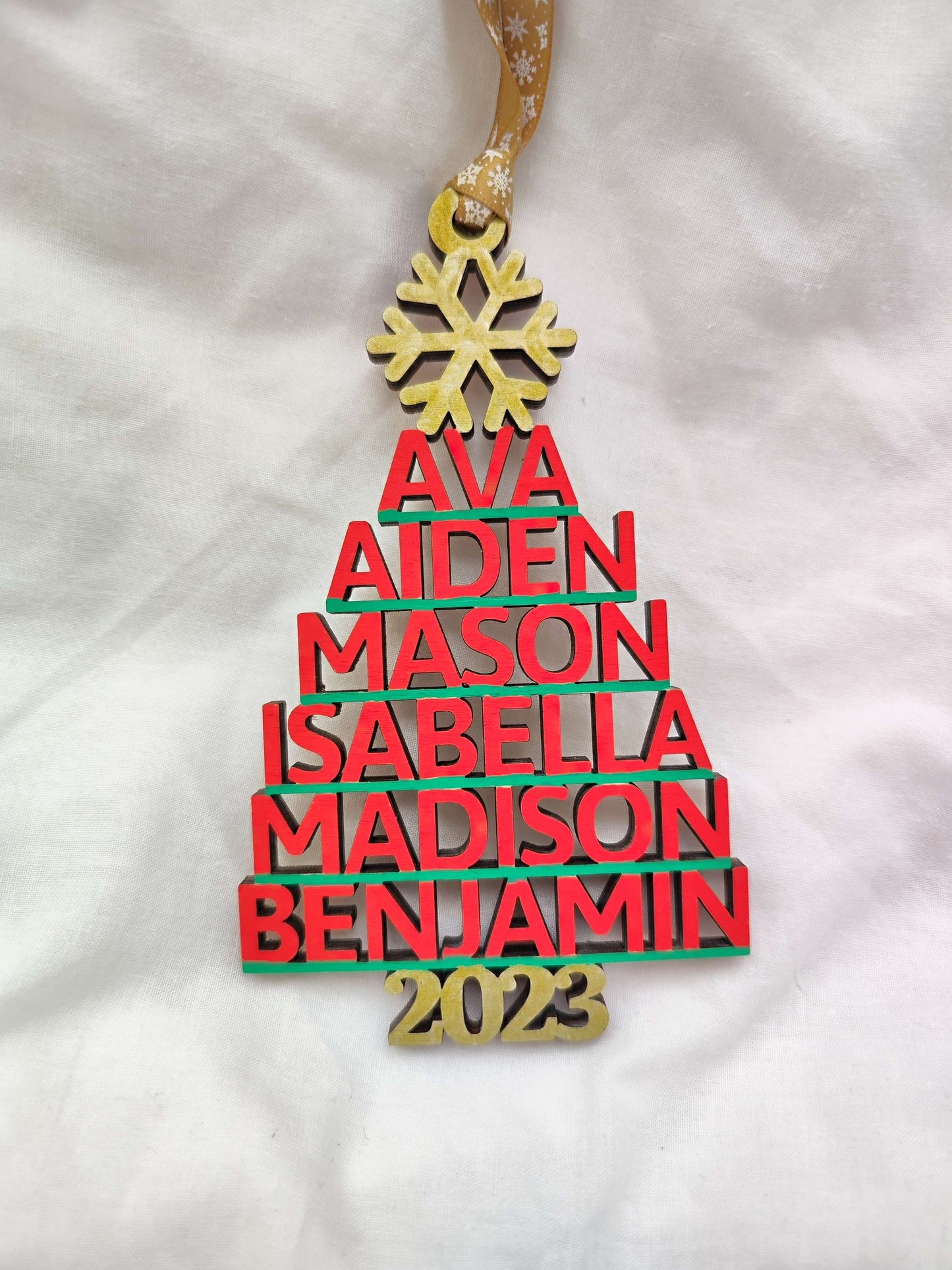 Personalised Family Names Christmas Tree Decoration
