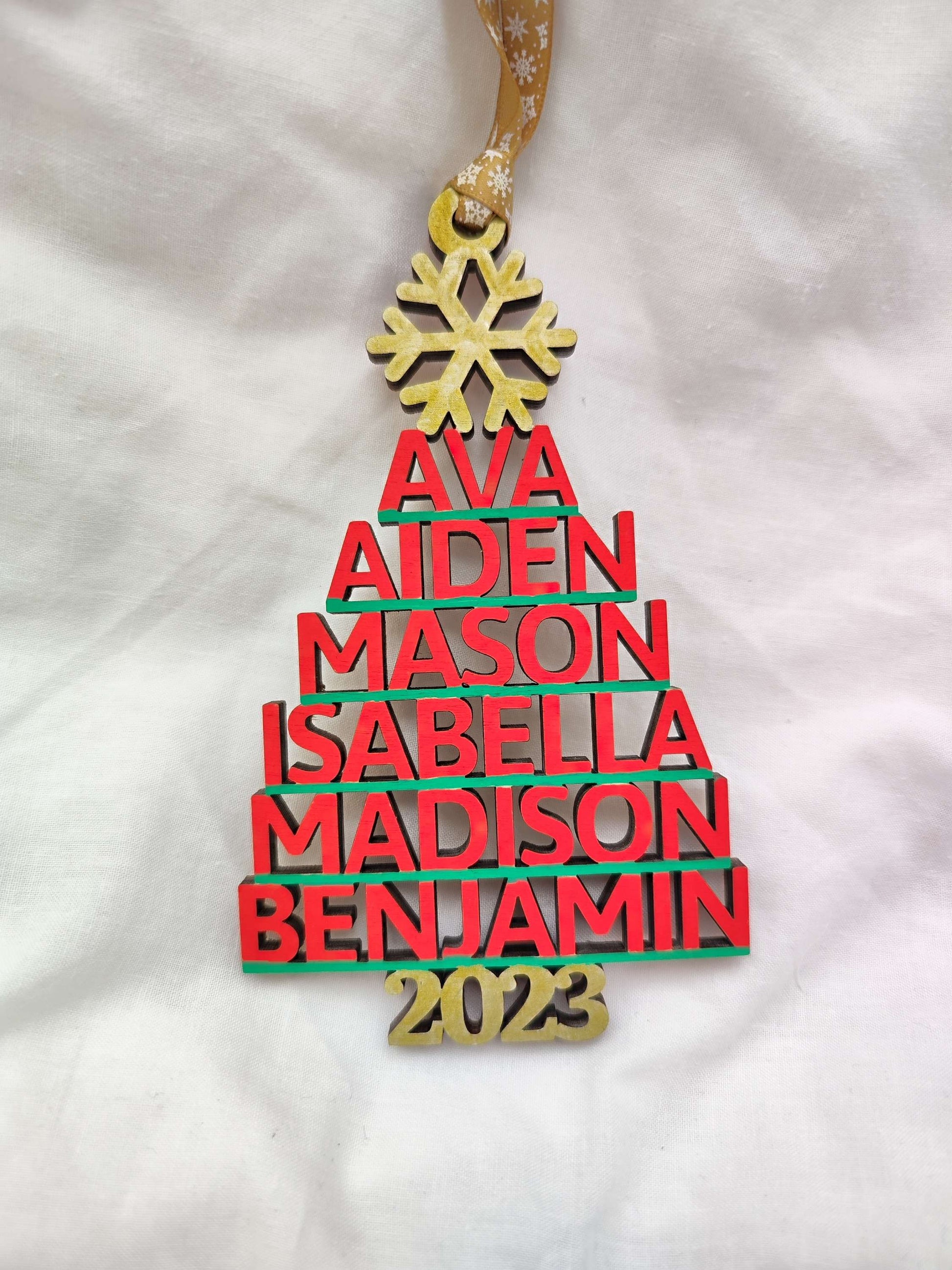 Personalised Family Names Christmas Tree Decoration