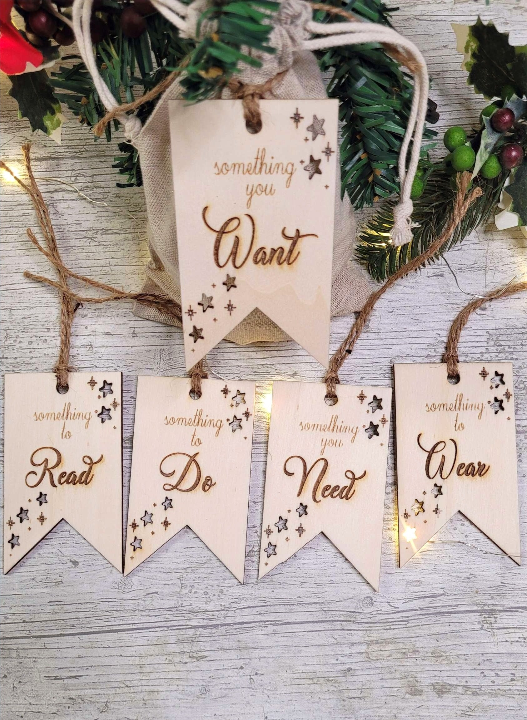 Christmas Gifts Tags Wooden 5 Gift Rule wift stars