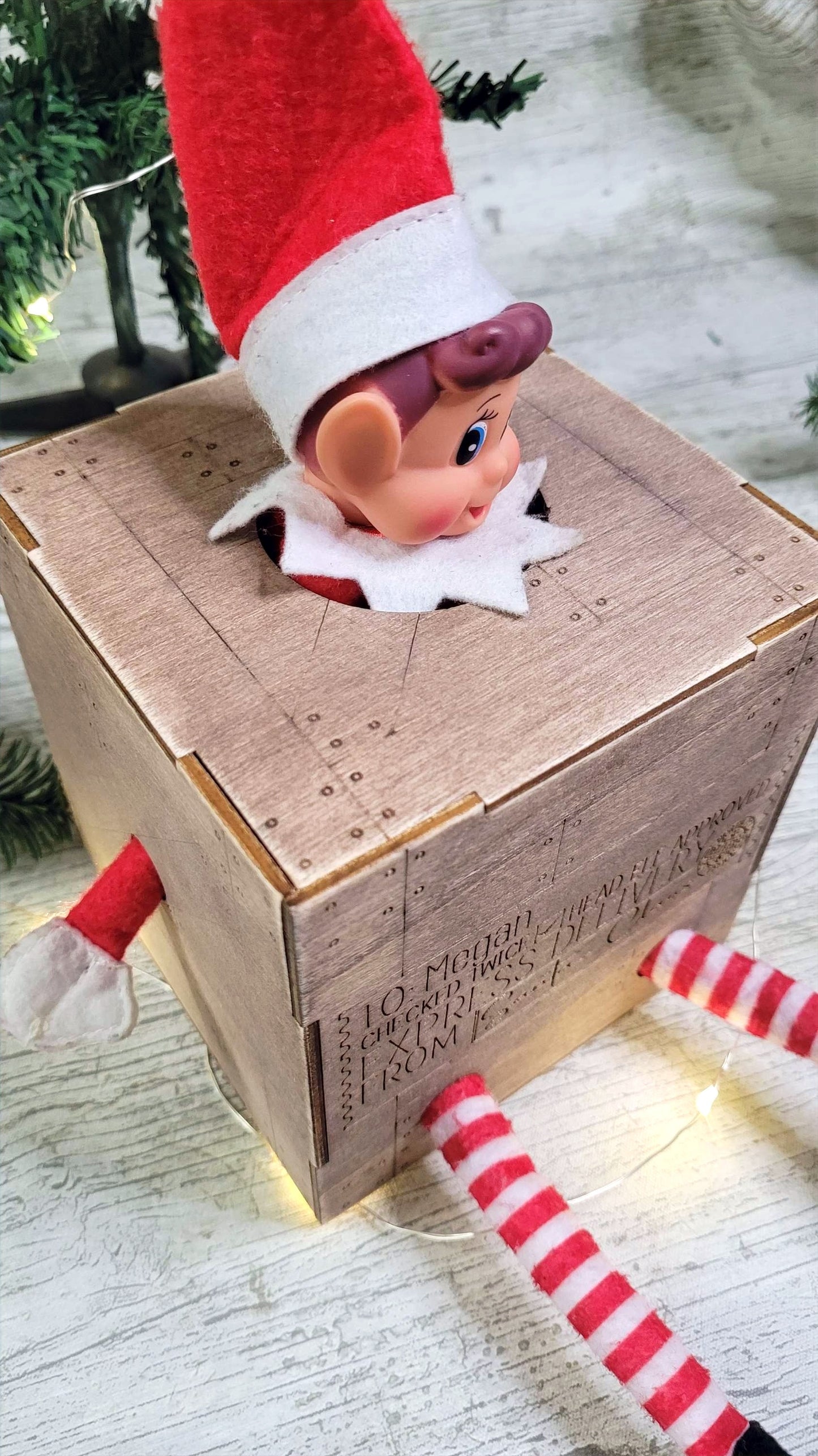 Elf Doll Personalised Arrival Box Crate (fit up to 4 elves)