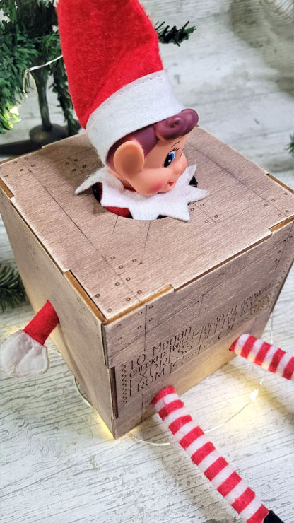 Elf Doll Personalised Arrival Box Crate (fit up to 4 elves)
