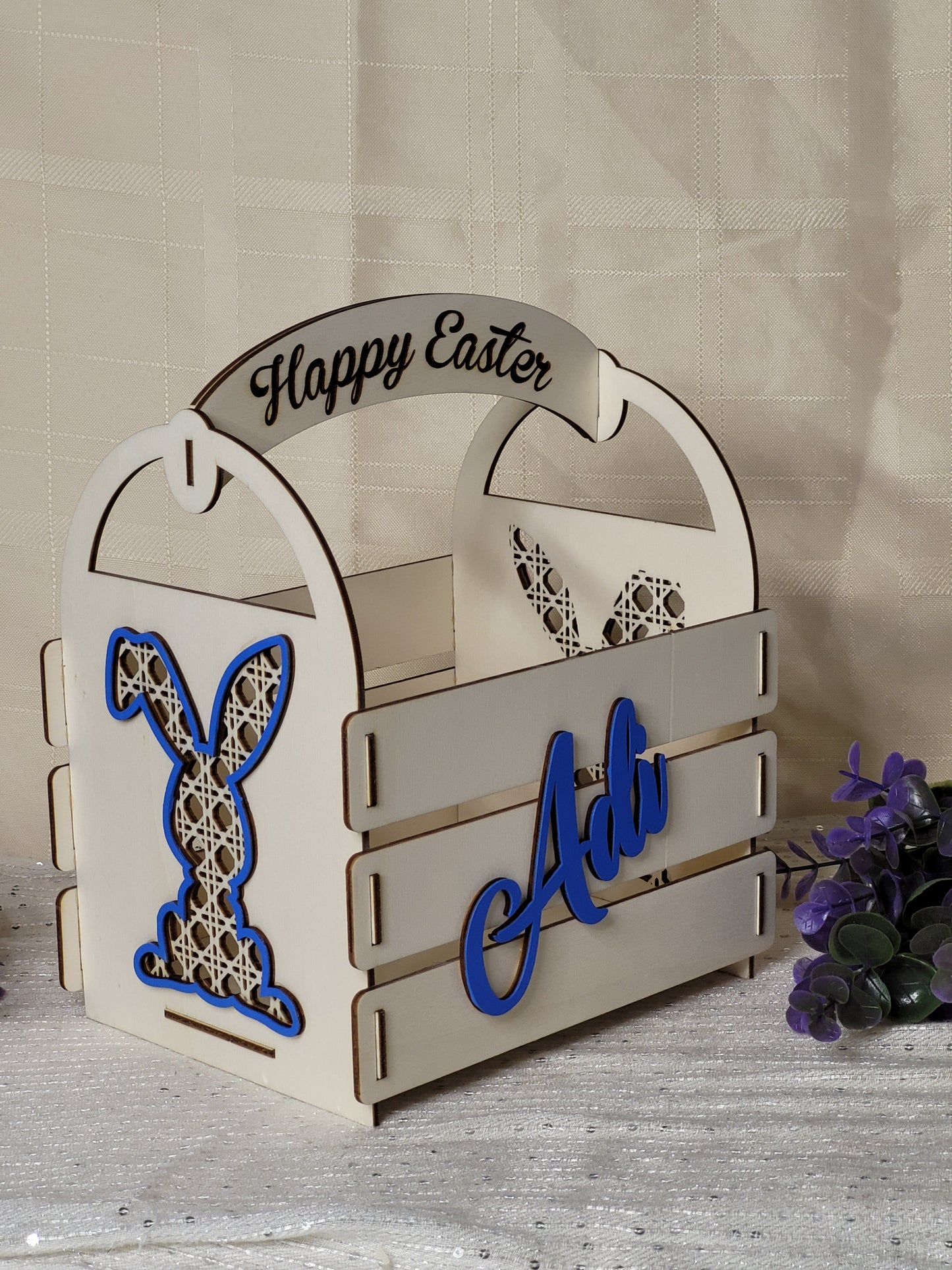 Easter personalised basket, rattan Bunny