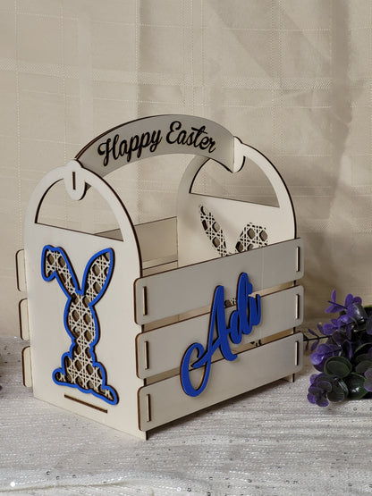 Easter personalised basket, rattan Bunny