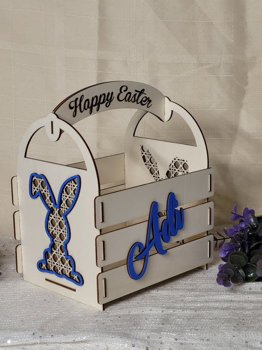 Easter personalised basket, rattan Bunny