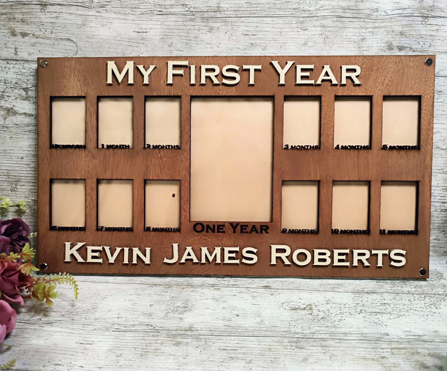 Baby's First Year Personalised Handcrafted Wooden Photo Frame