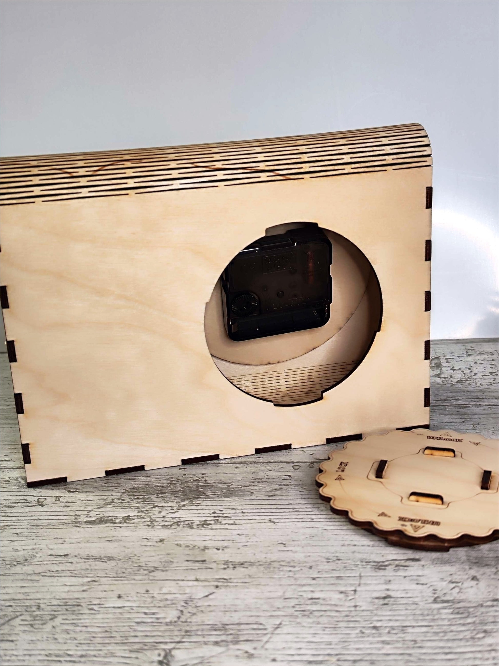 Wooden Table Clock With Photo Frame