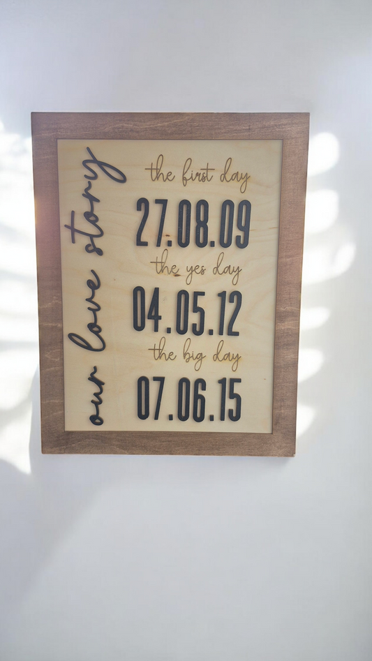 Wooden Wall Sign "Our love story", Valentine's Day gift