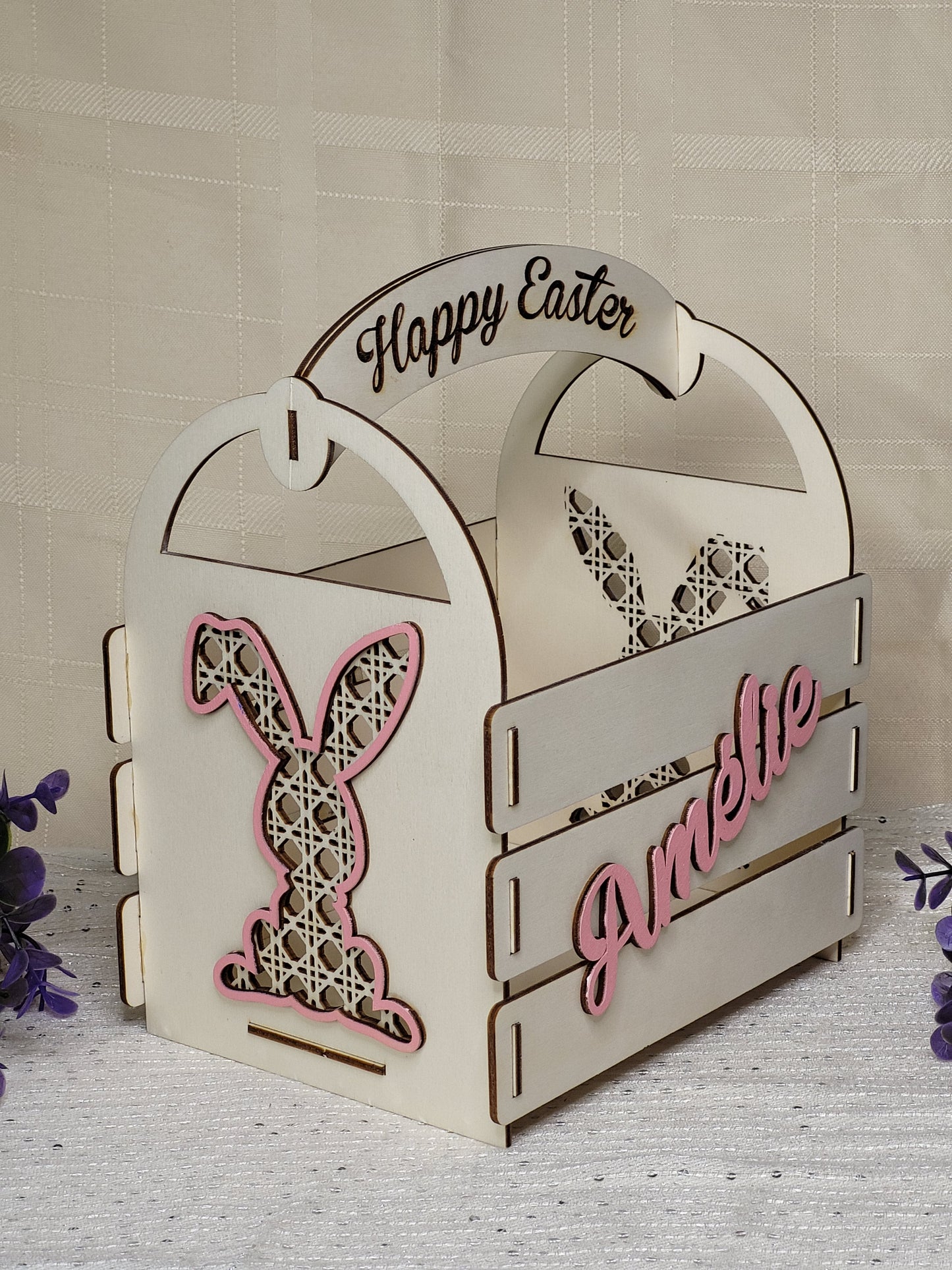 Easter personalised basket, rattan Bunny
