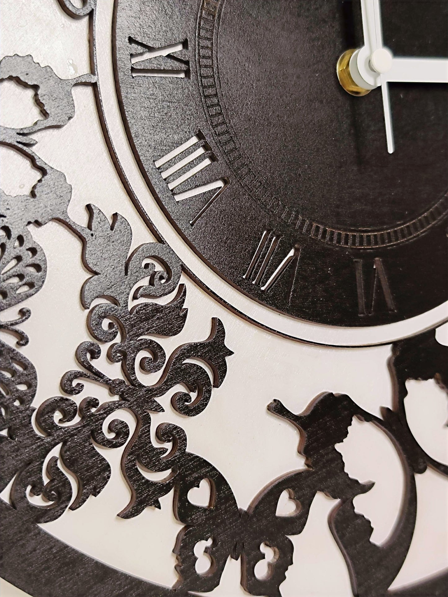 Wooden Butterfly Clock "Black & White"