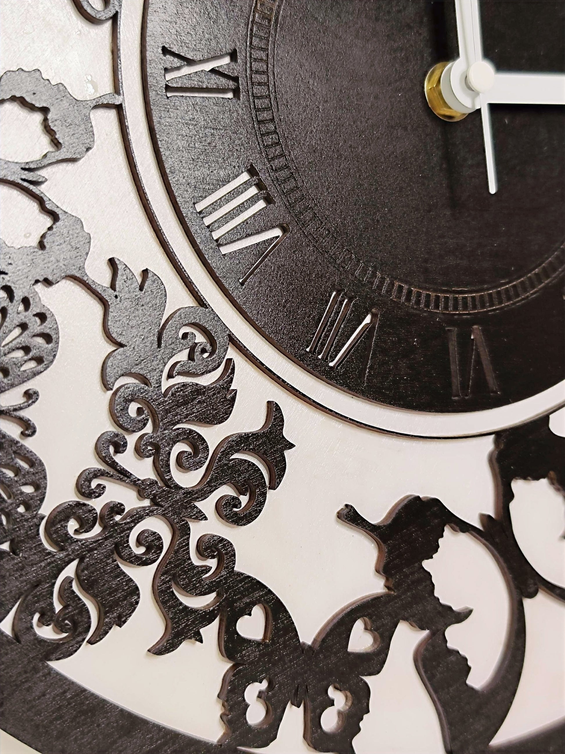 Wooden Butterfly Clock "Black & White"