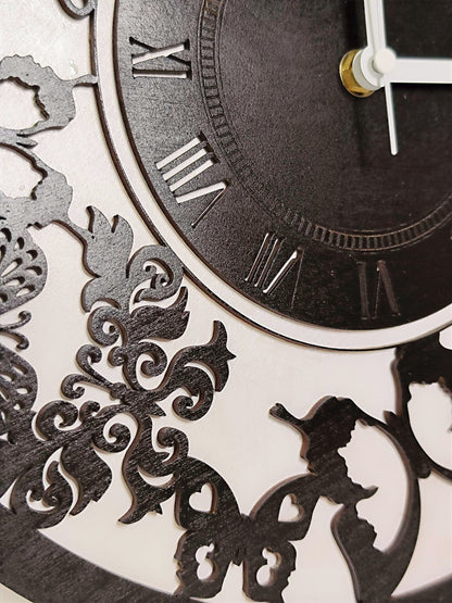 Wooden Butterfly Clock "Black & White"