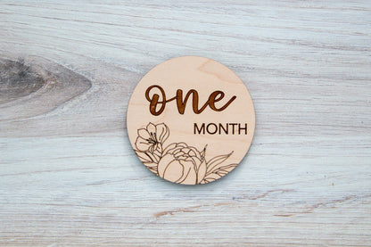 Wooden Baby Monthly Milestone Circles 1 Month to One Year